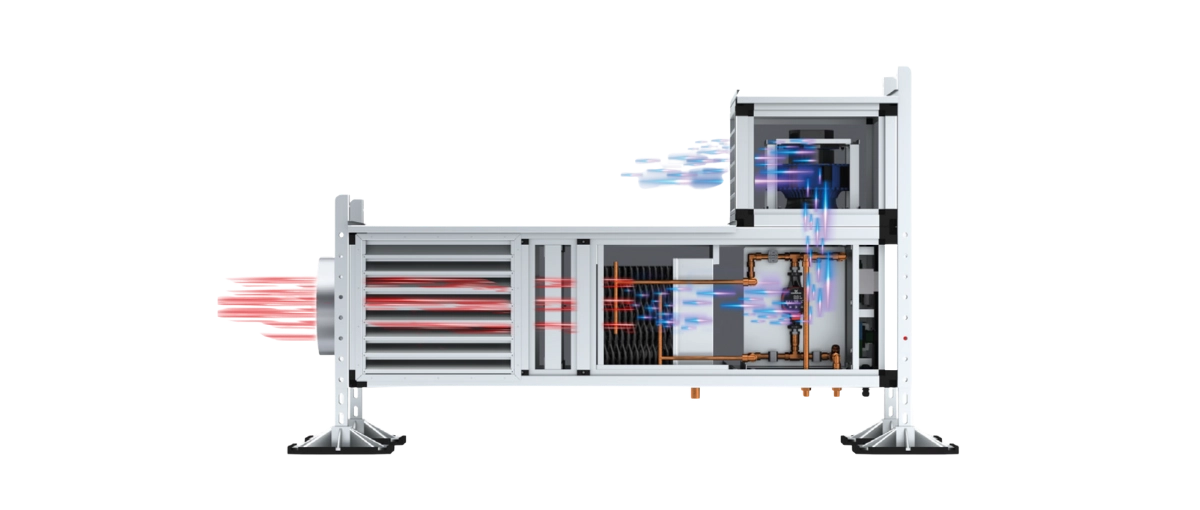 Obrazek pokazuje jak działa odzysk ciepła w wentylatorze dachowym bhr brookvent